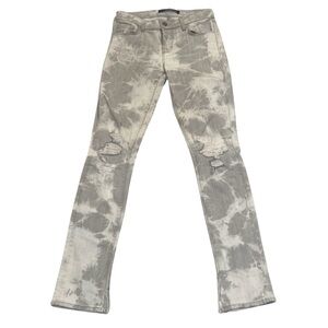 J Brand Rail Tie Dye Distressed Slim Jeans | Fame (Grey/ White) | Size 24